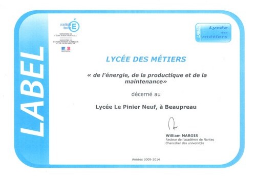 Label Lycée des Métiers 2009-2014